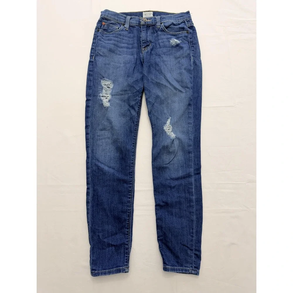 Hudson‎ Skinny Jeans Womens 25 Blue Med Wash Mid Rise Distressed 25x28.5 Denim
